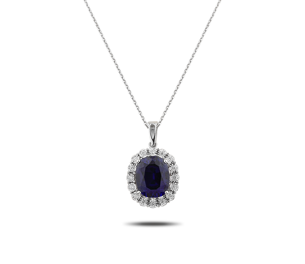 6,61 Karat Pırlanta Safir Kolye
